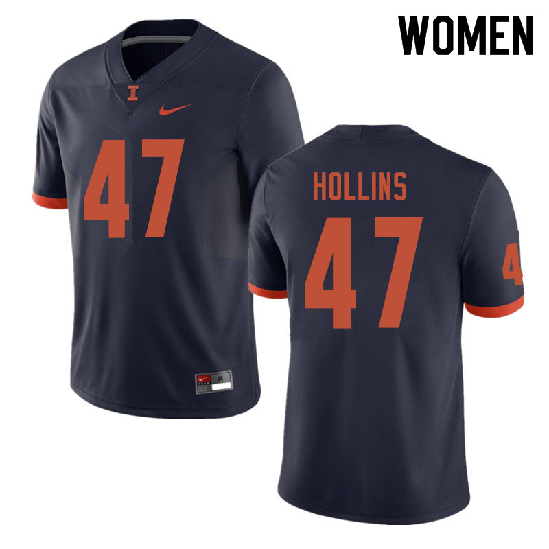 Women #47 Jacob Hollins Illinois Fighting Illini College Football Jerseys Sale-Navy